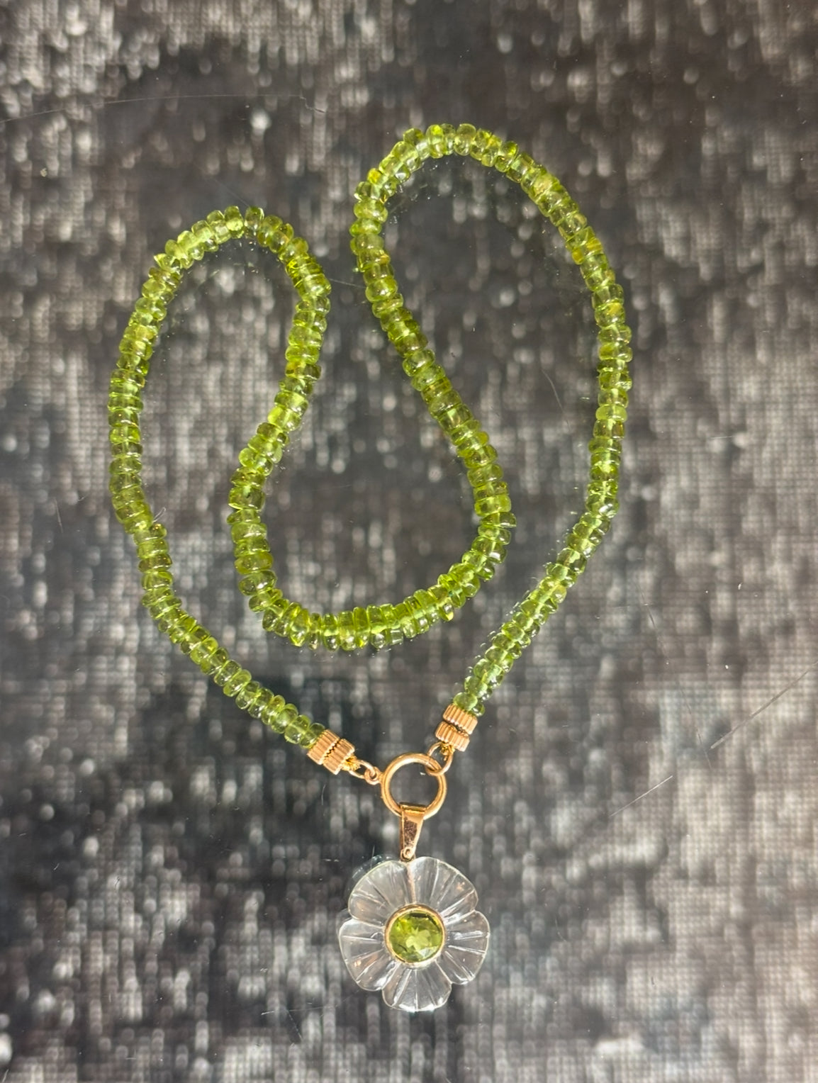 FLORA Pendant, Rock Crystal with Peridot