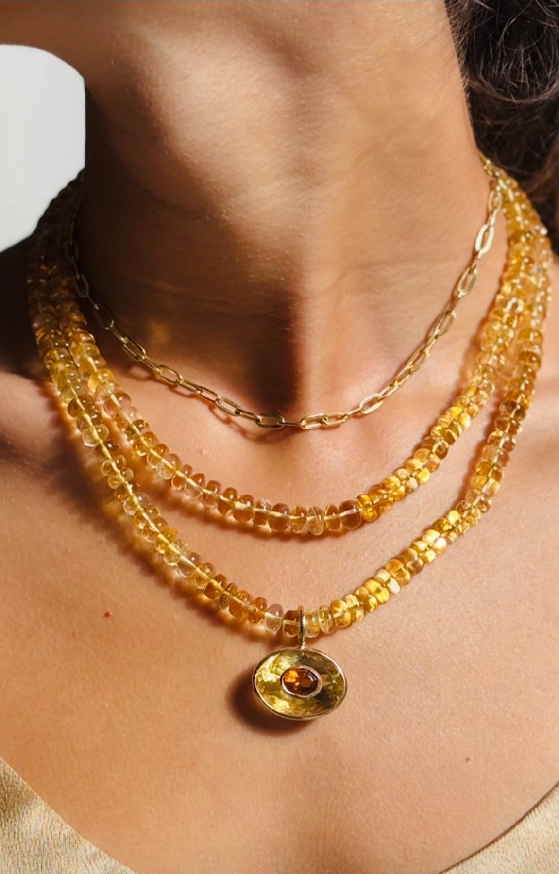 DISCO Pendant, Citrine with  Madeira Citrine