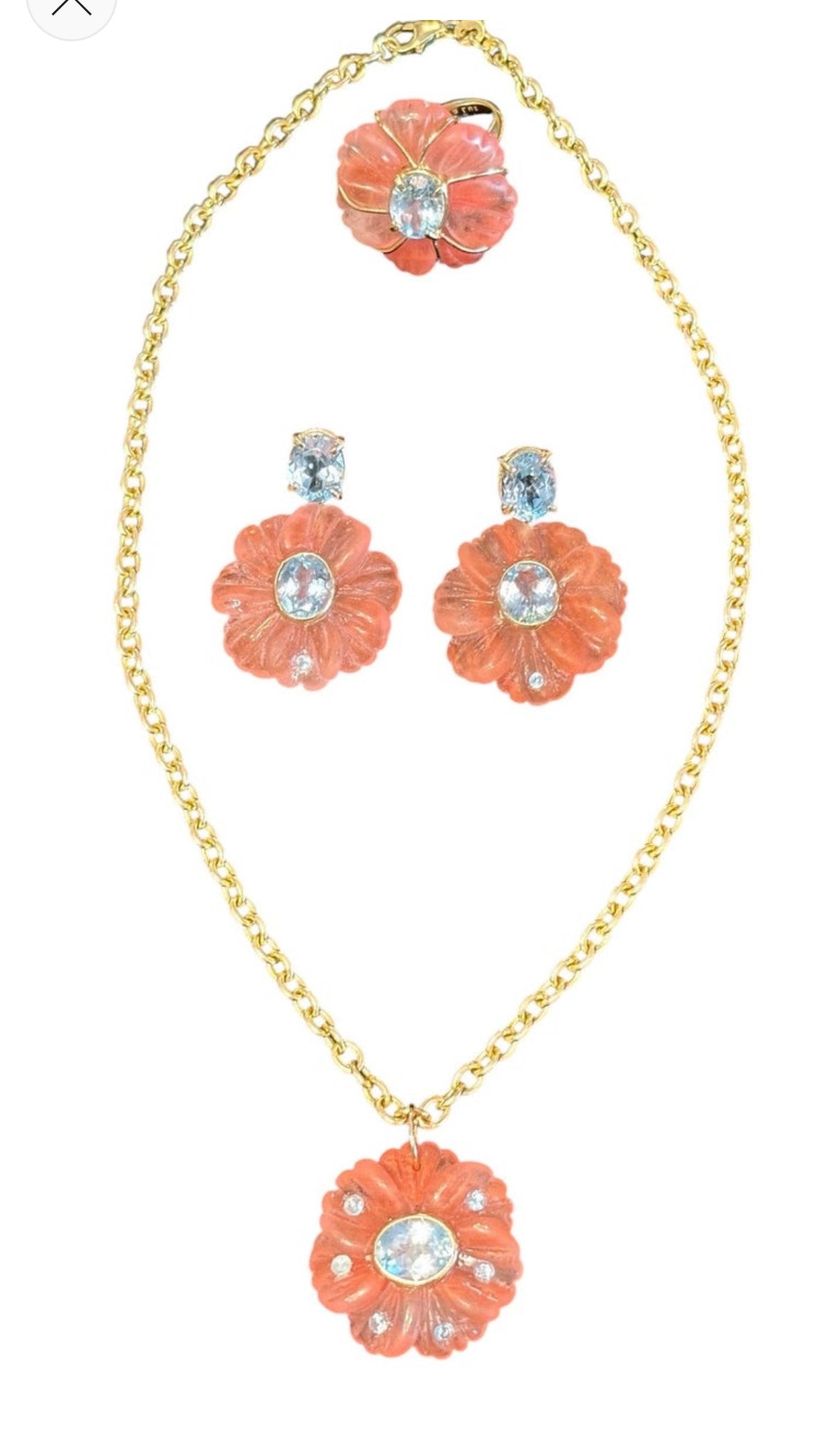 FLORA EARRINGS, Watermelon Quartz, Blue Topaz & 14k Gold