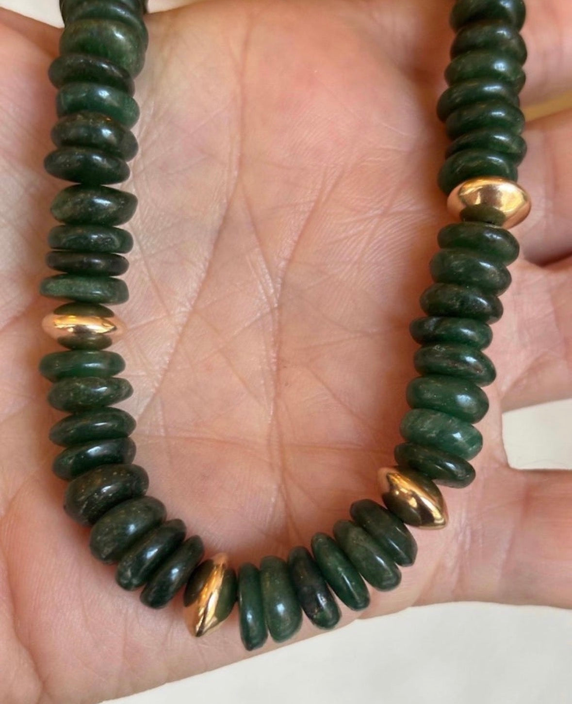 Green Aventurine and 14k Gold Necklace