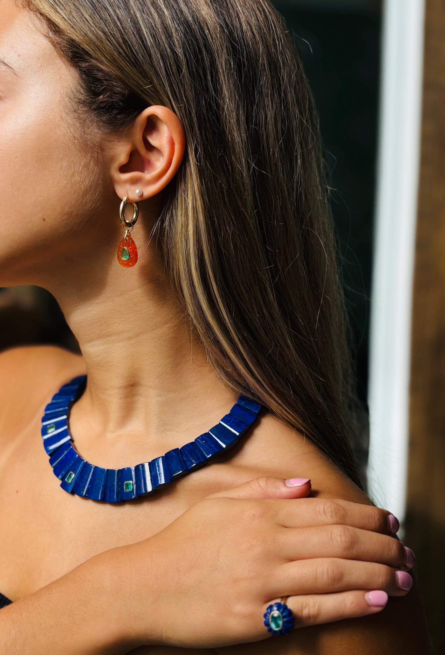 The CLEOPATRA, Lapis and Emerald Collar Necklace