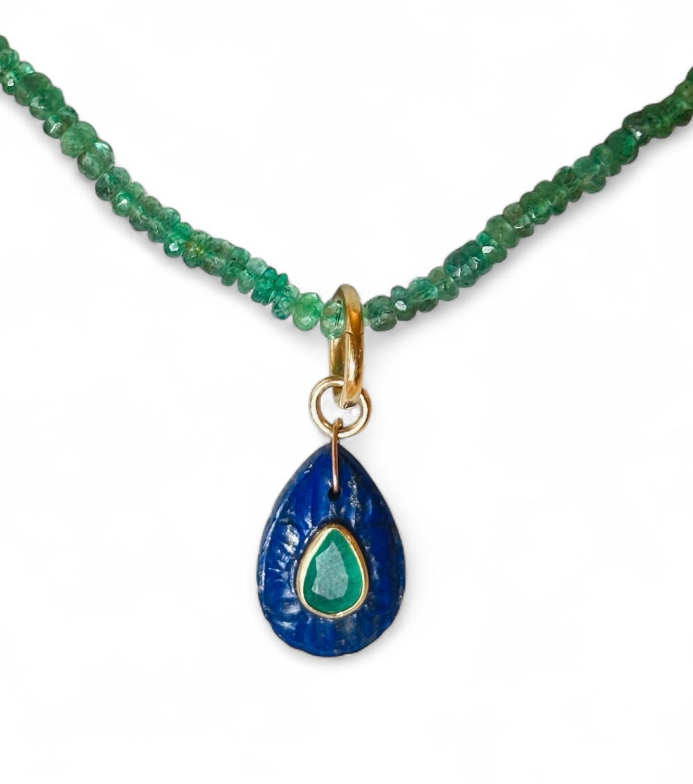 FLORA Petal Earrings: Lapis, Emeralds & Diamonds