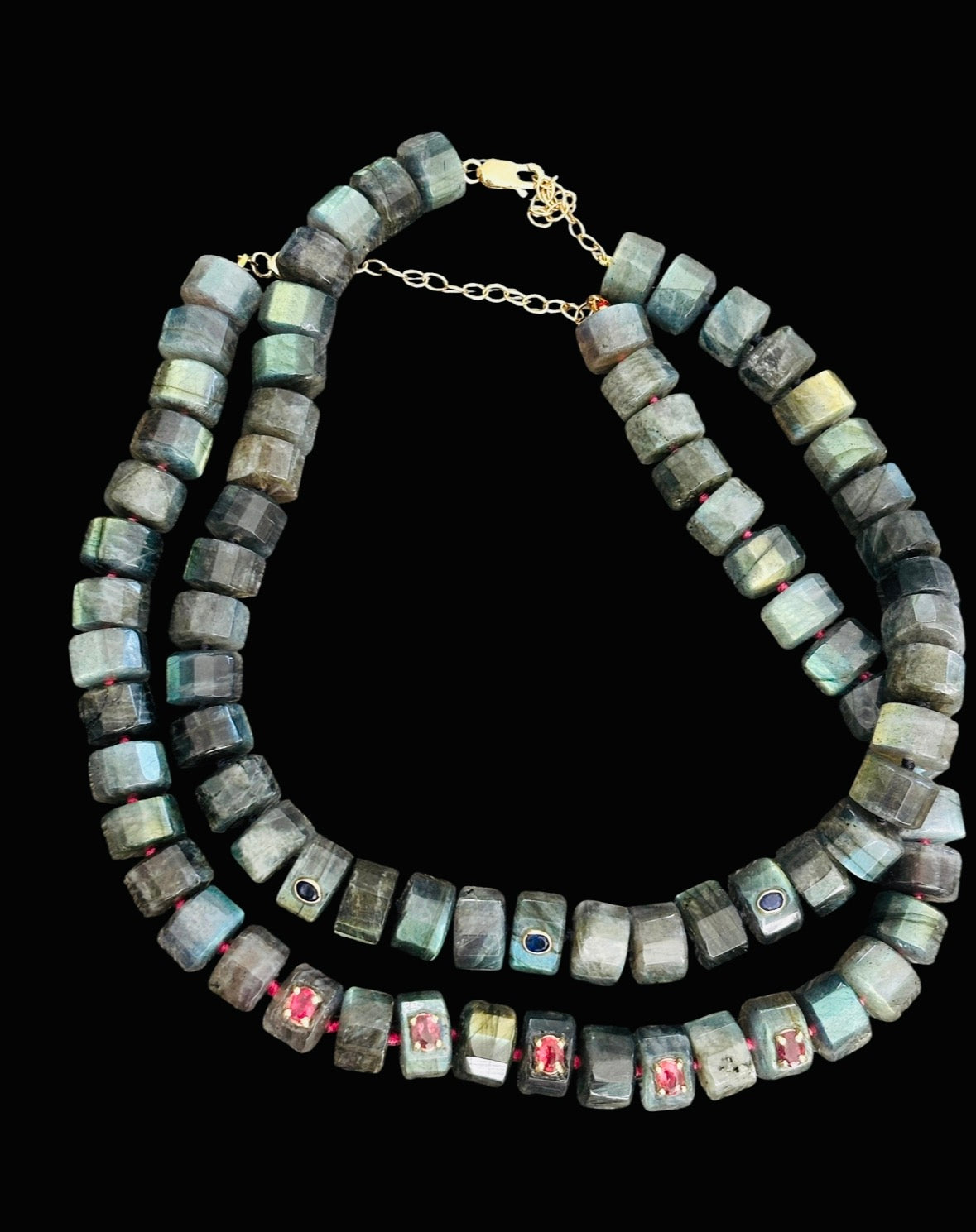 Grand Labradorite Necklace with Pink Tourmaline