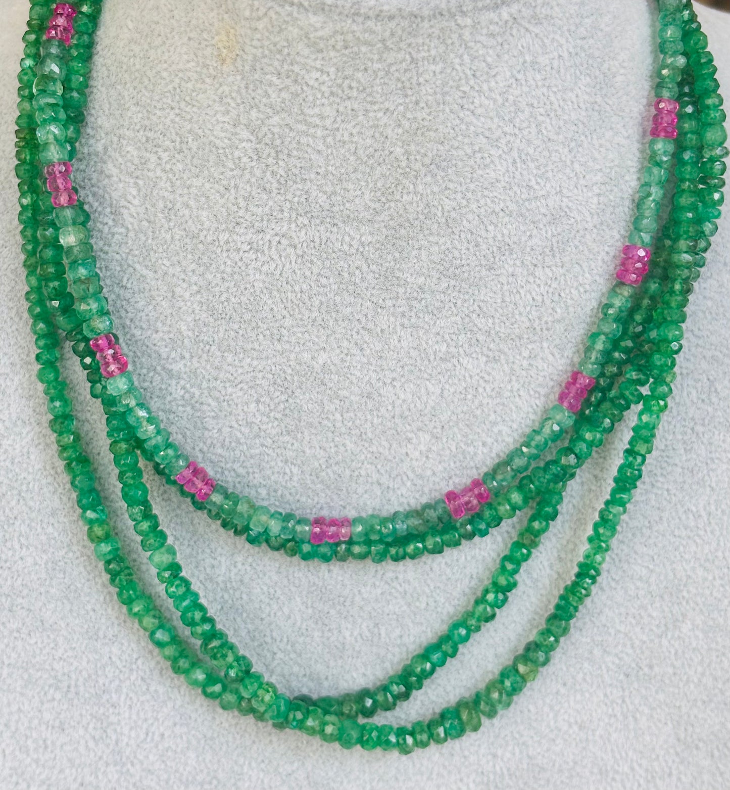 Emerald & Pink Sapphire Necklace