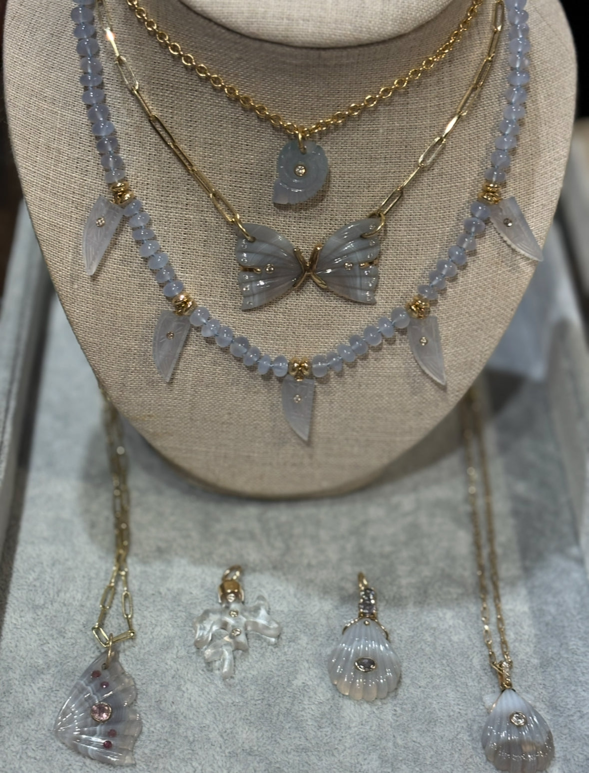 Chalcedony & Diamond Necklace