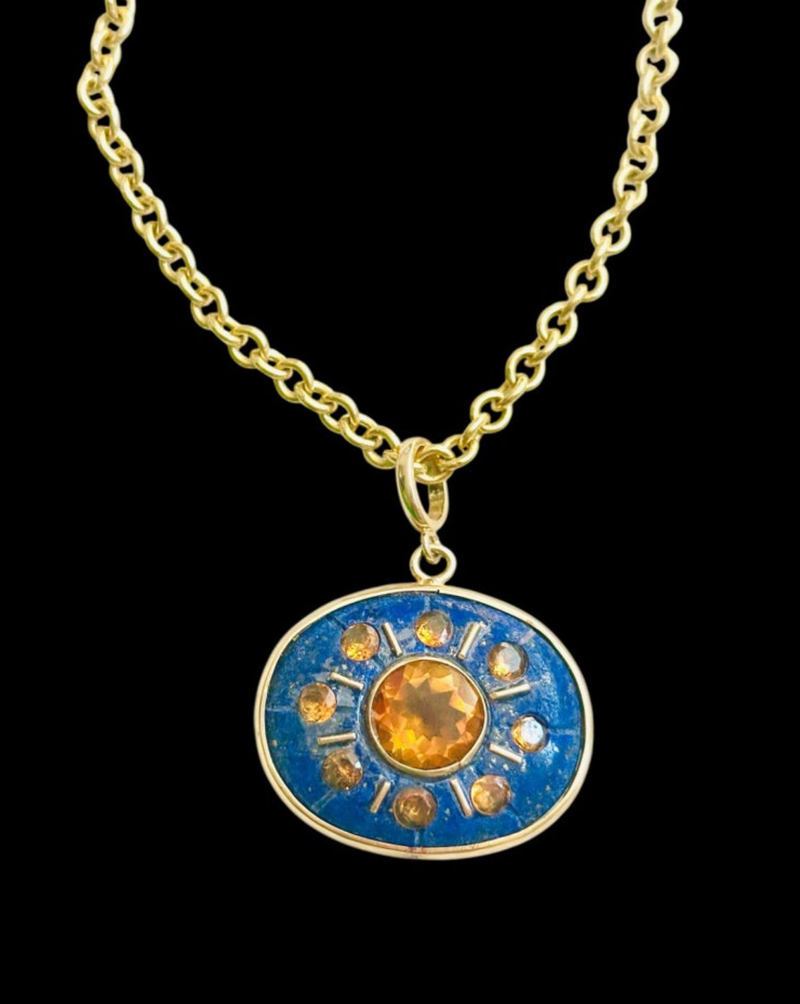 SOL Pendant, Lapis with Citrines