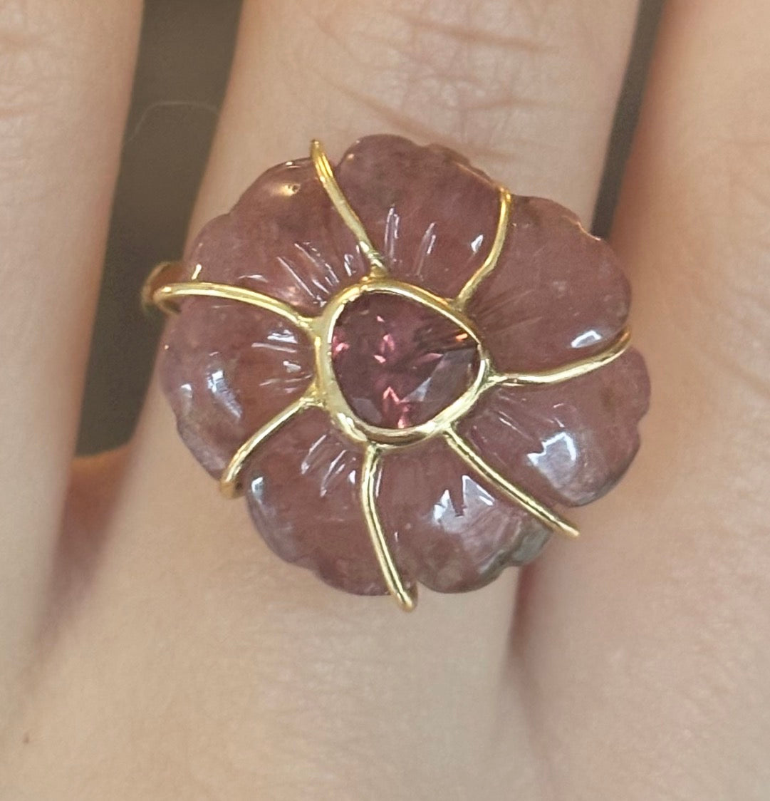 FLORA Ring, Tourmaline and 14k Gold