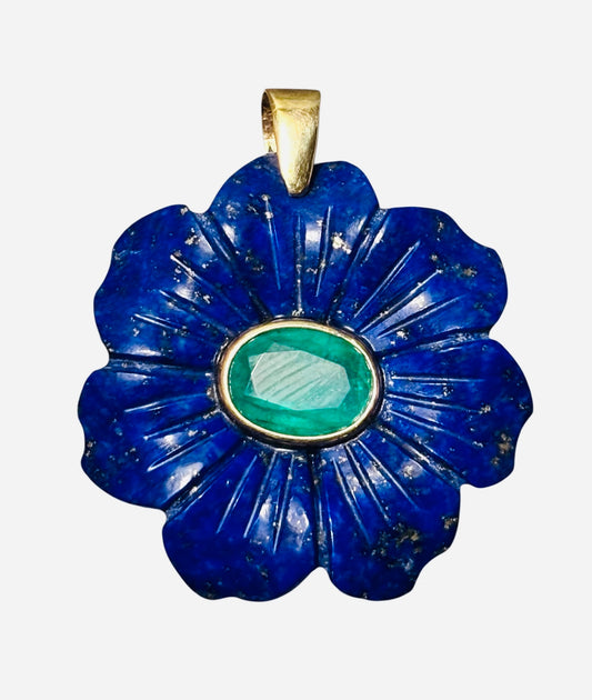 FLORA Pendant, Lapis with Emerald