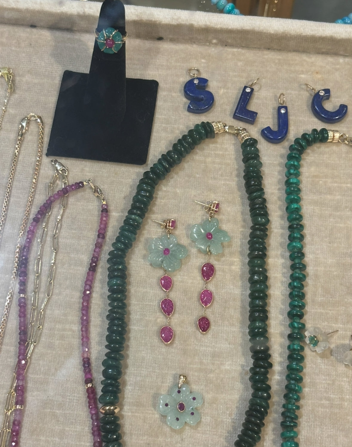 Lapis Initital Pendant with Diamond