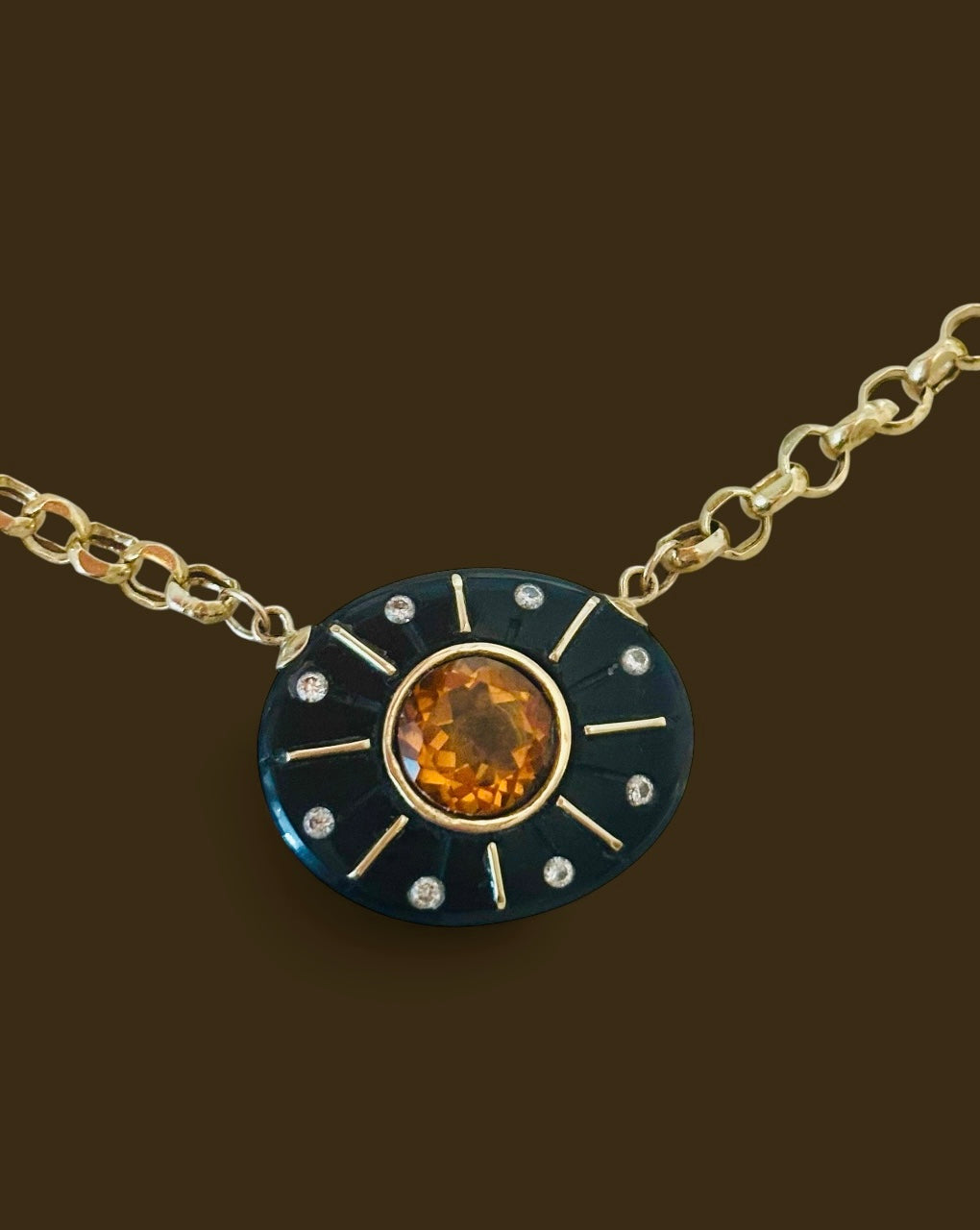 SOL Necklace, Black Onyx with Citrine & Diamonds