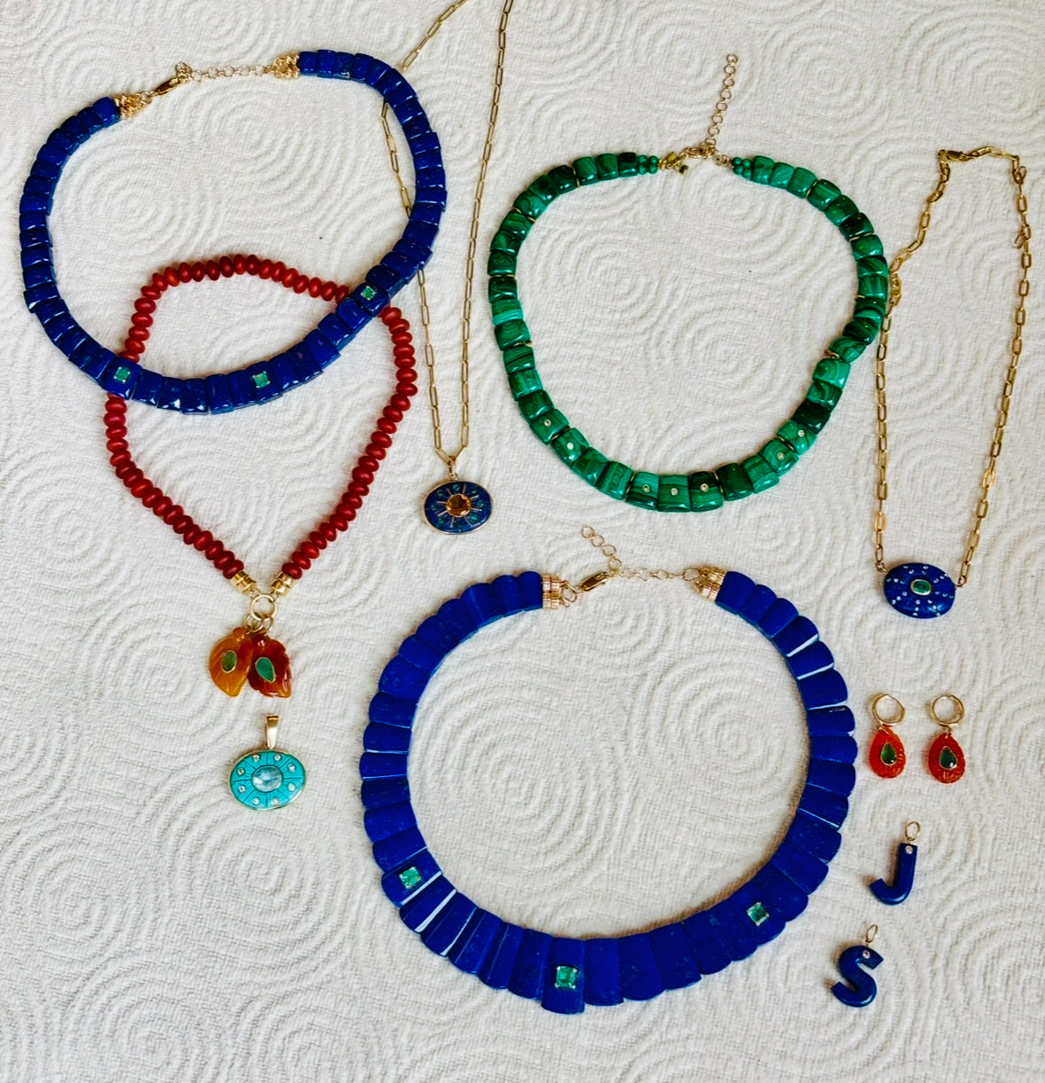 The CLEOPATRA, Lapis and Emerald Collar Necklace