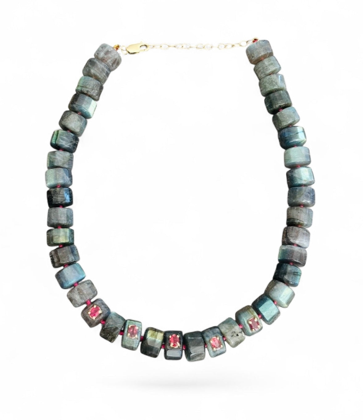Grand Labradorite Necklace with Pink Tourmaline