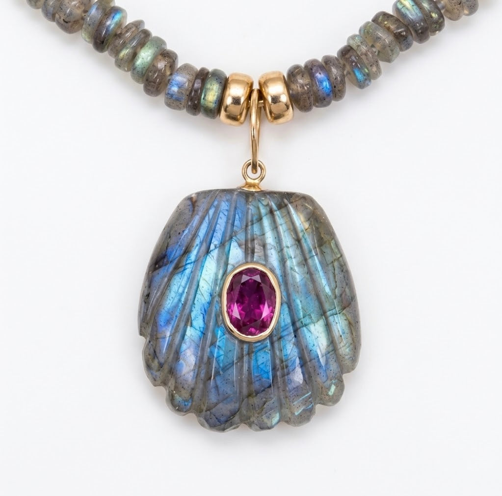 Labradorite Shell Necklace
