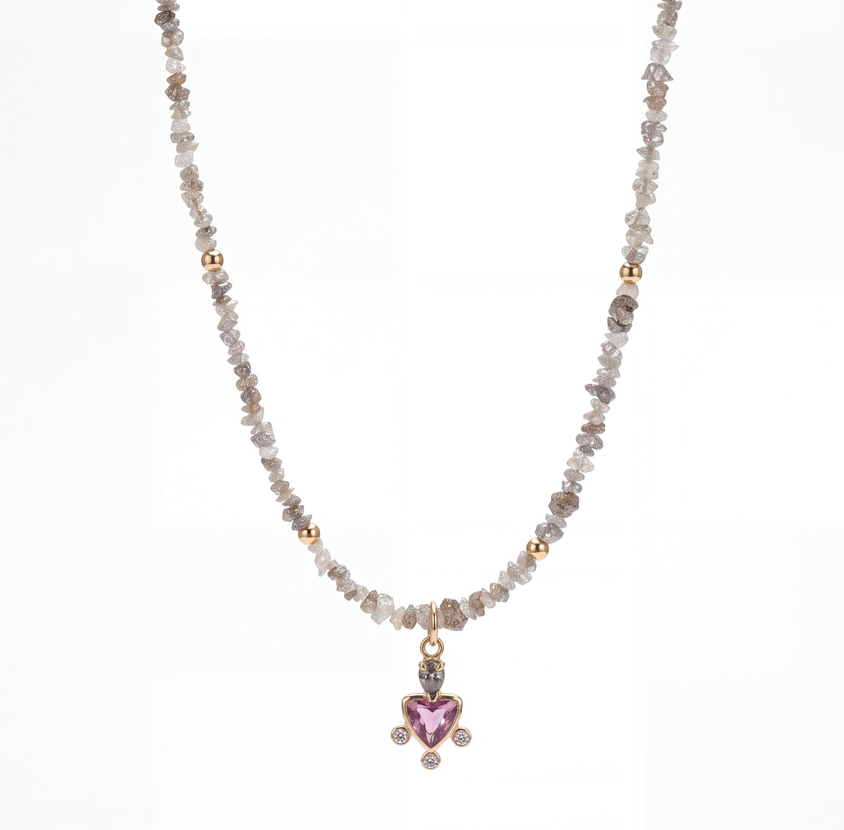 Tourmaline Diamond and Spinel Necklace with 14k Gold
