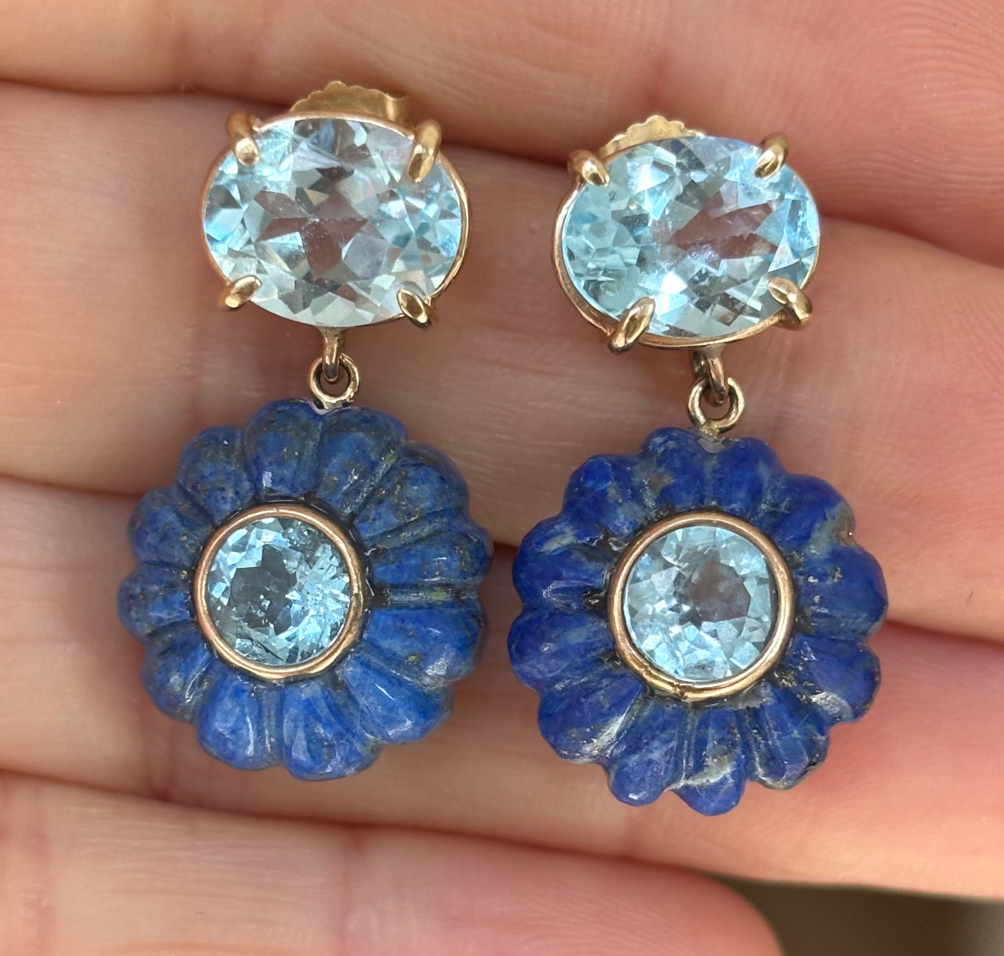 FLORA EARRINGS, Lapis & Blue Topaz