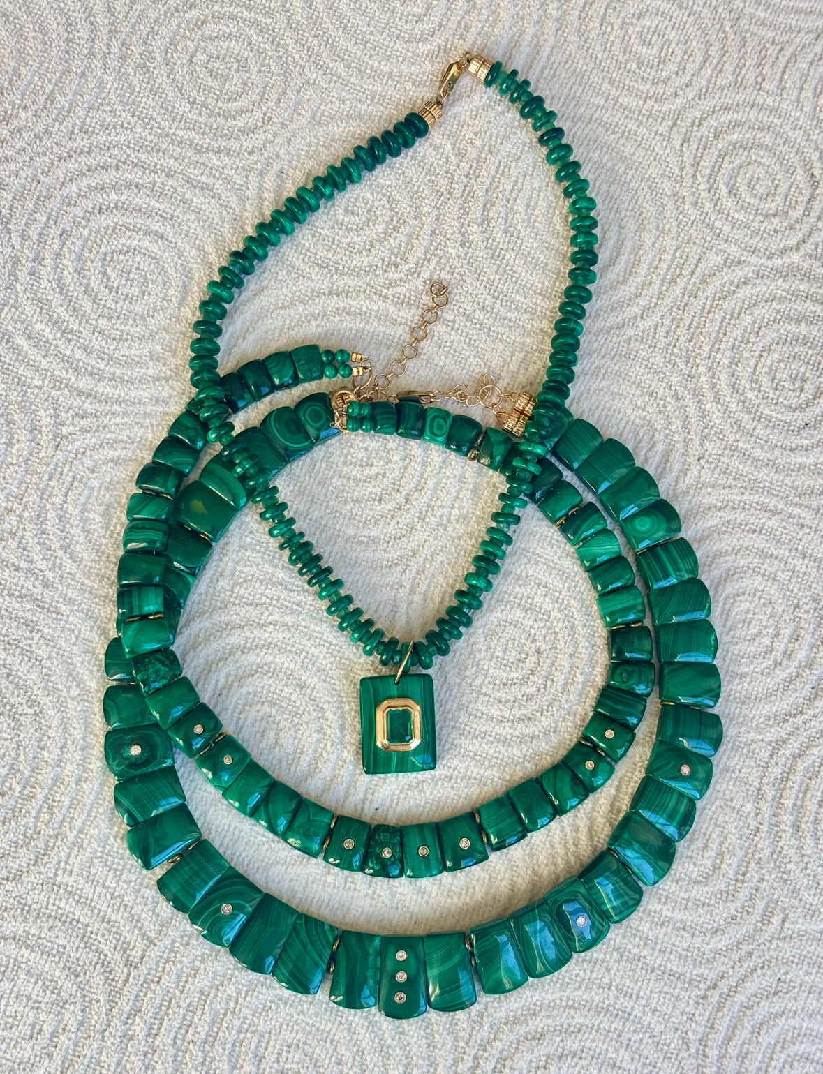 Malachite and Emerald Necklace