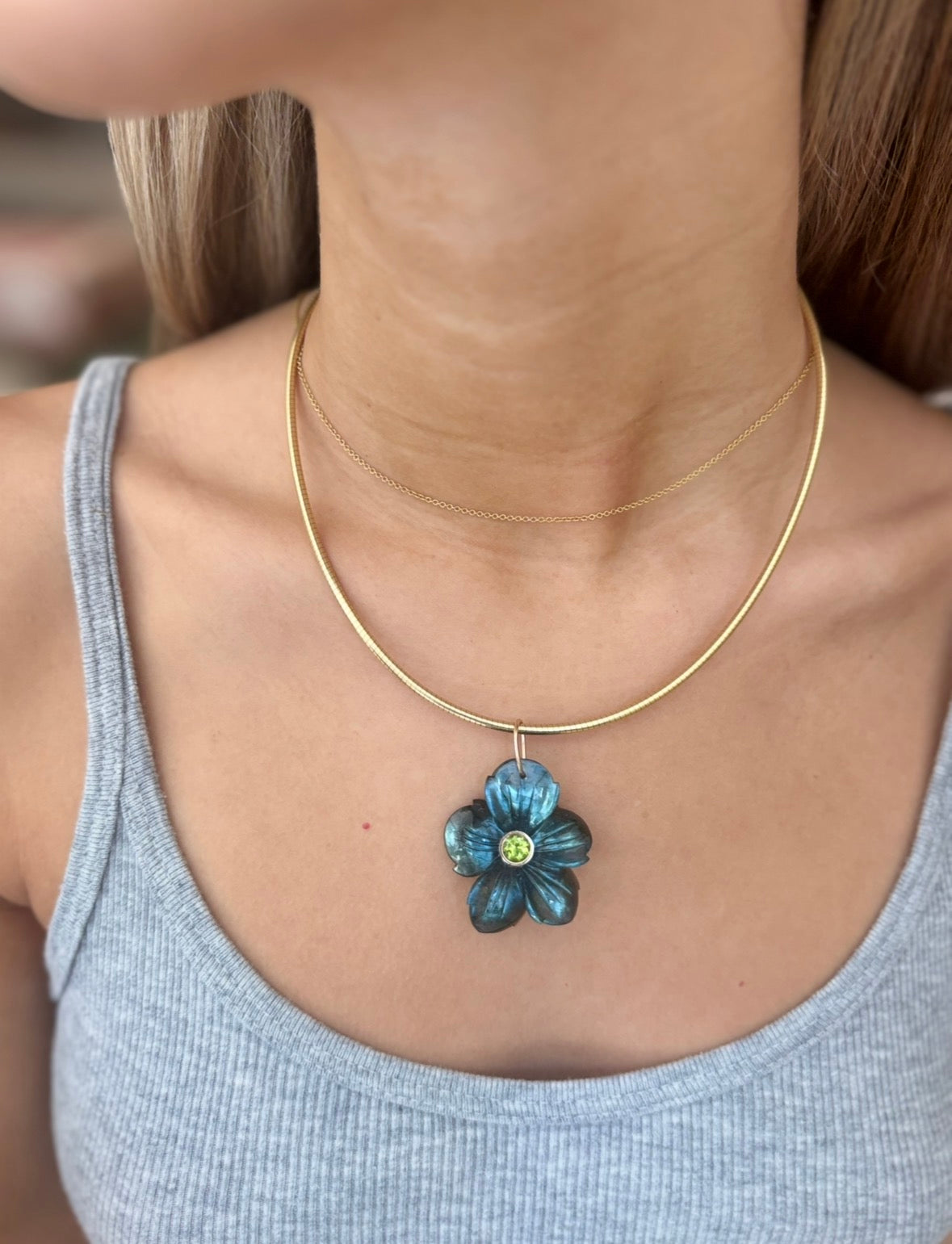 FLORA Pendant, Labradorite with Peridot