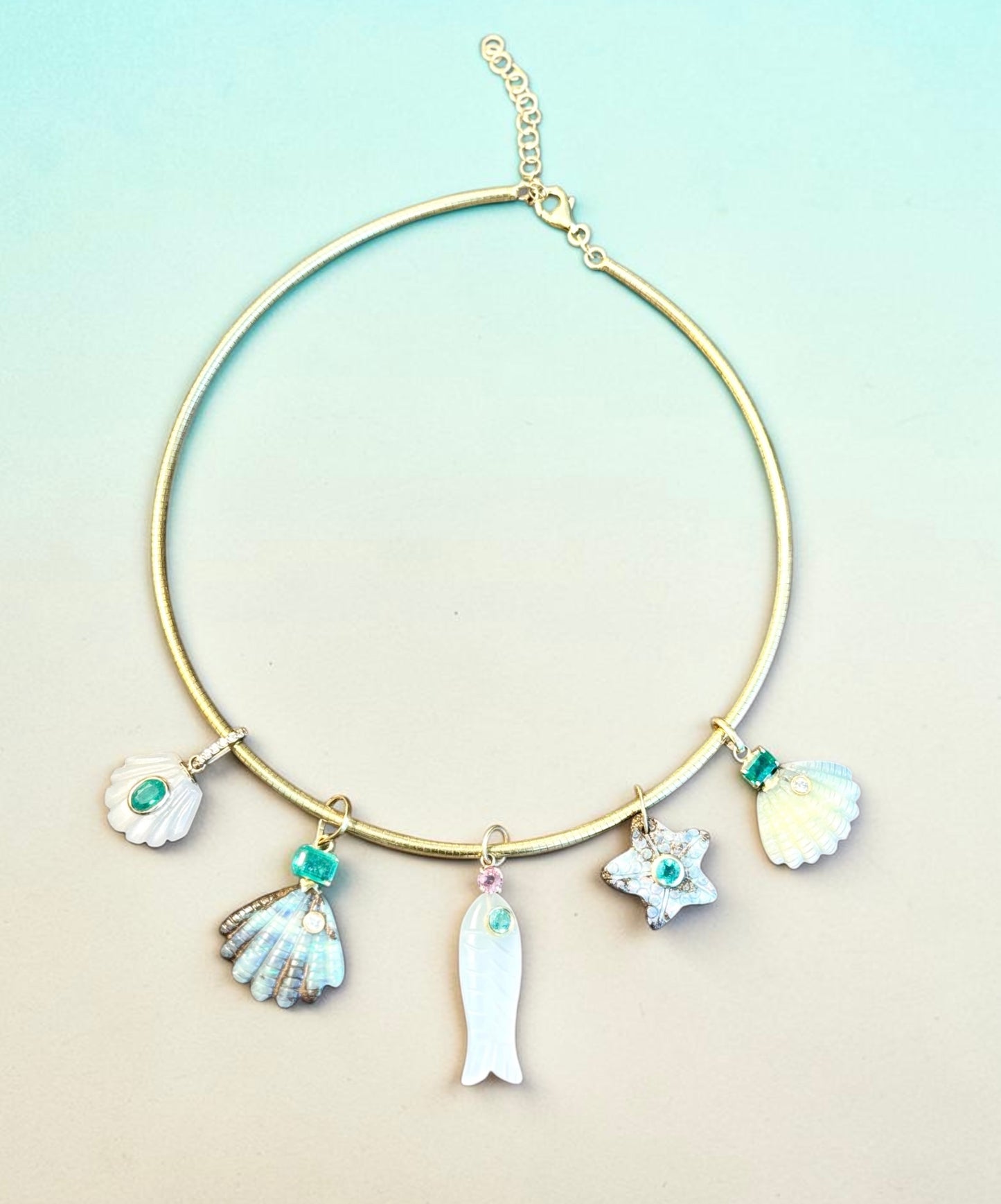 Perfect Poisson Pendant with Emerald & Pink Spinel