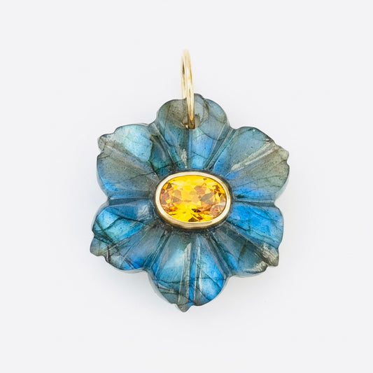 FLORA Pendant, Labradorite with Mandarin Garnet