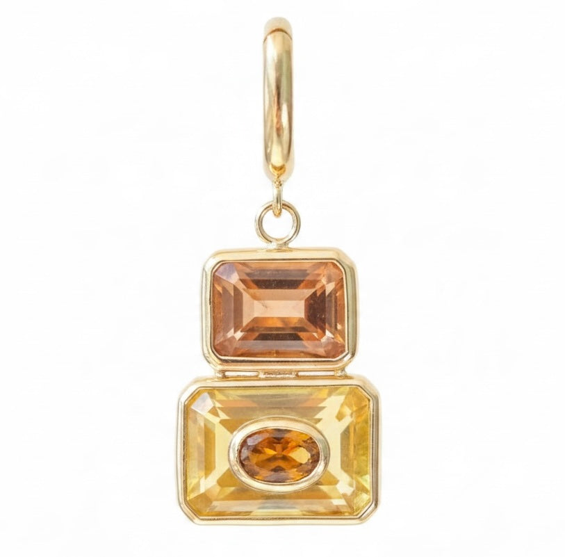 DISCO Pendant: Citrine with Brown Tourmaline & 14k Gold