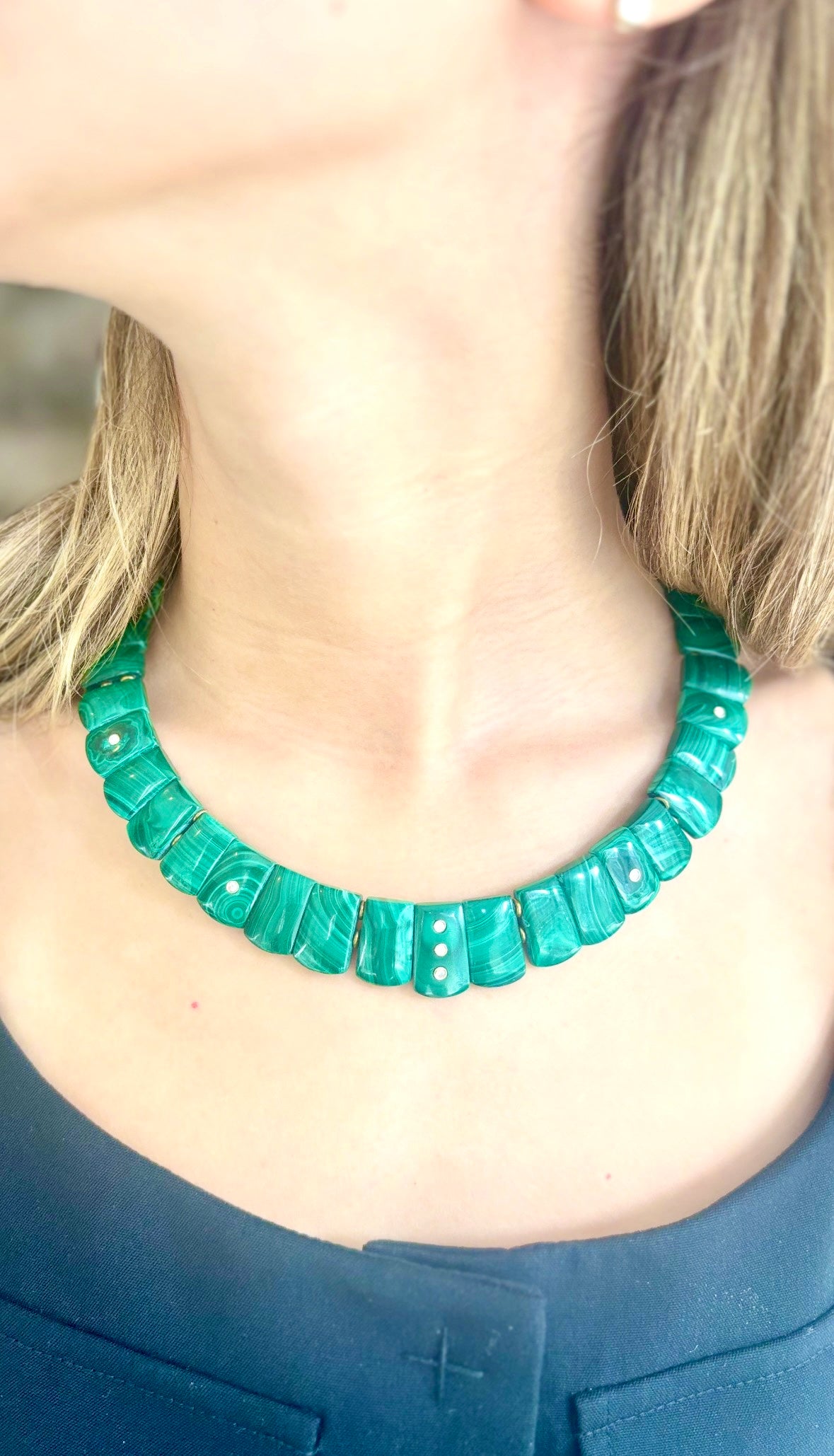 The CLEOPATRA, Malachite and Diamond Collar Necklace