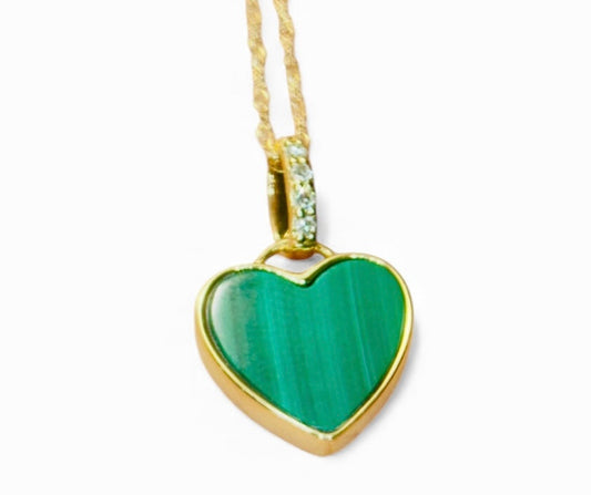 Malachite Heart & Gold Necklace