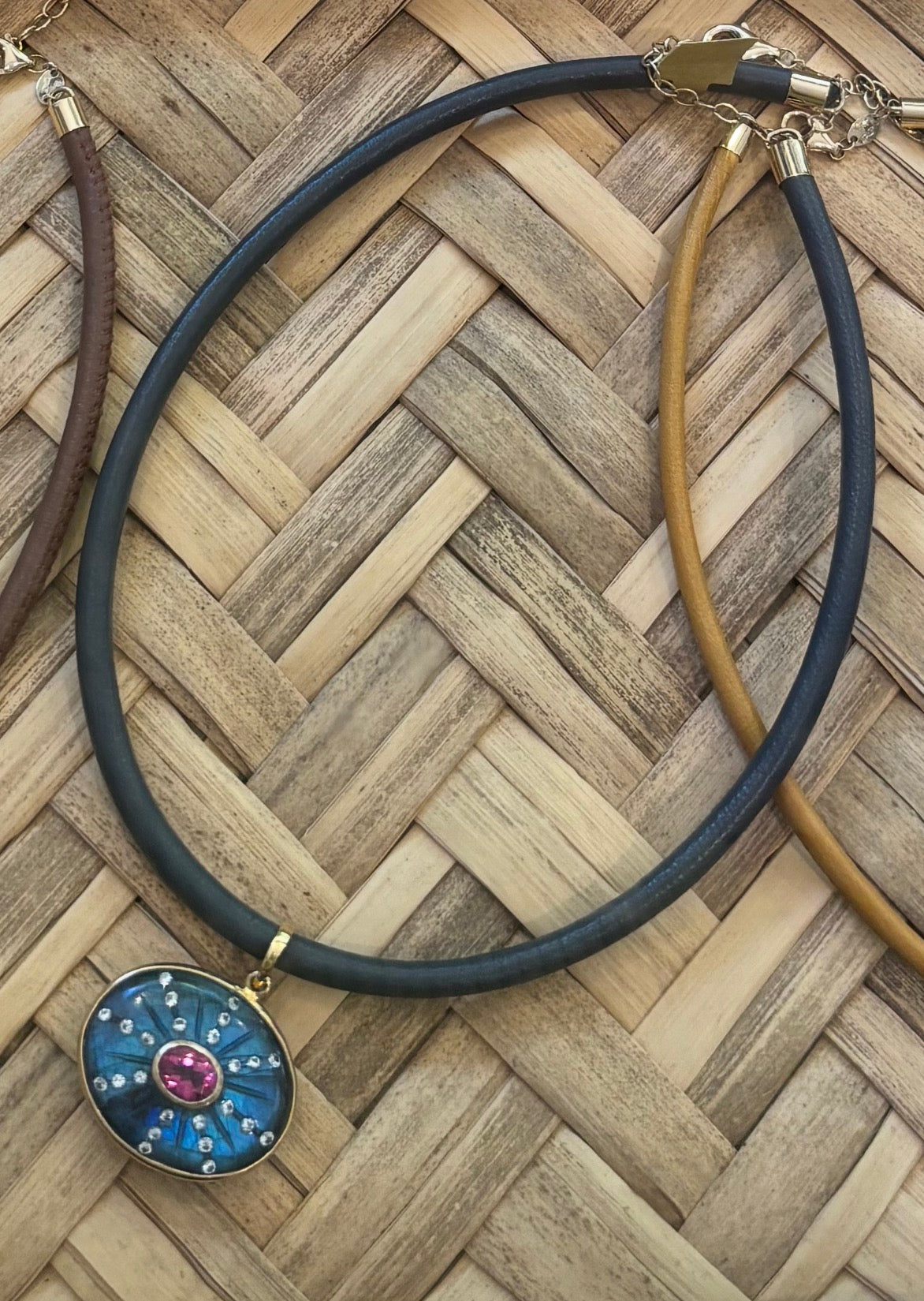 SOL Pendant, Labradorite, Pink Tourmaline & 14k Gold