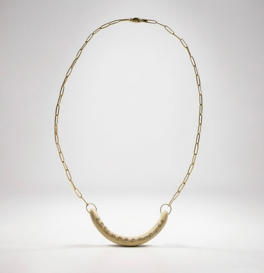 Diamond SMILE Necklace with Shell & 14k Gold