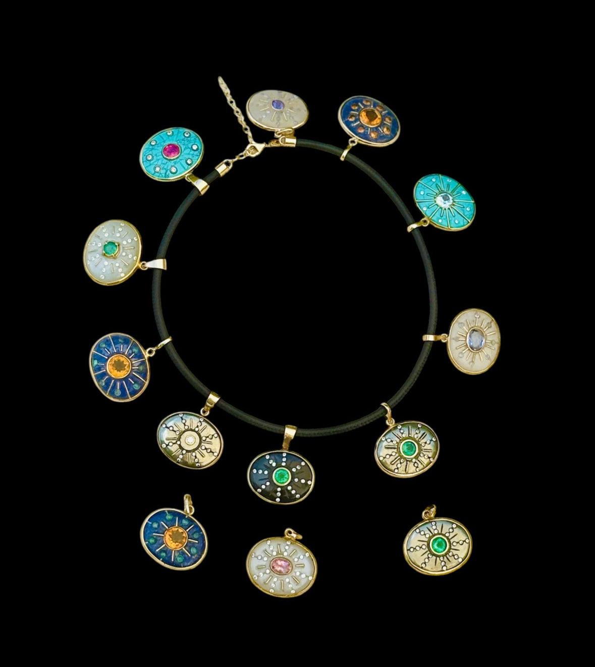 SOL Pendant, Black Onyx with Madeira Citrine and Diamonds