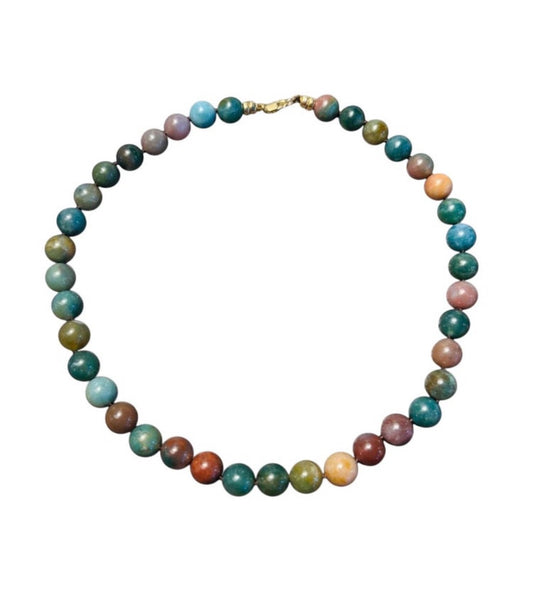 Indian Agate Ball Beaded Necklace