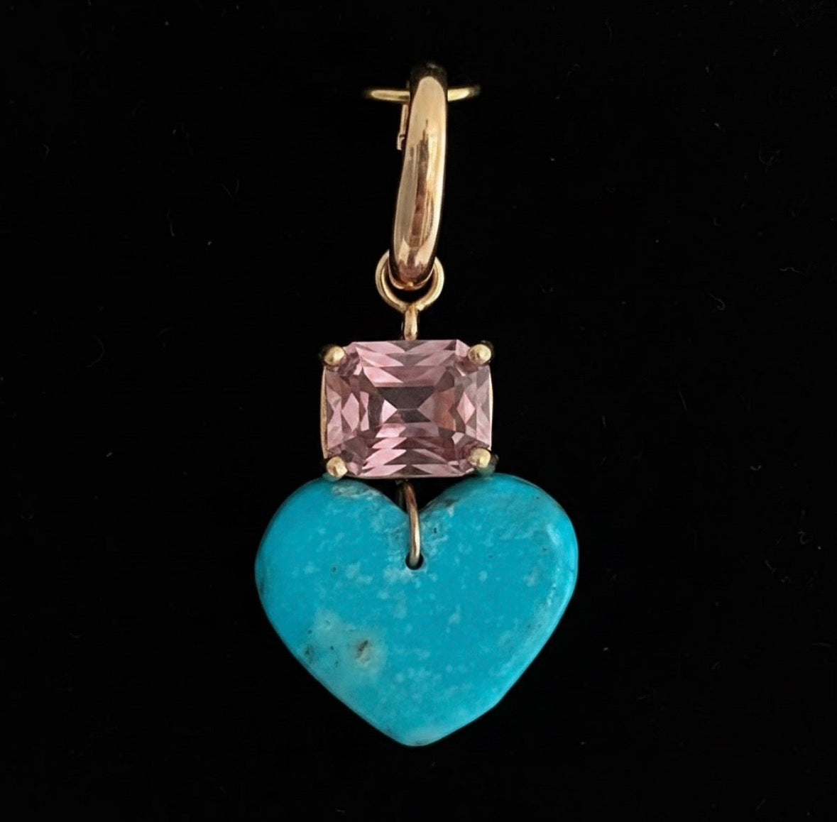 Turquoise Heart Pendant with Pink Tourmaline
