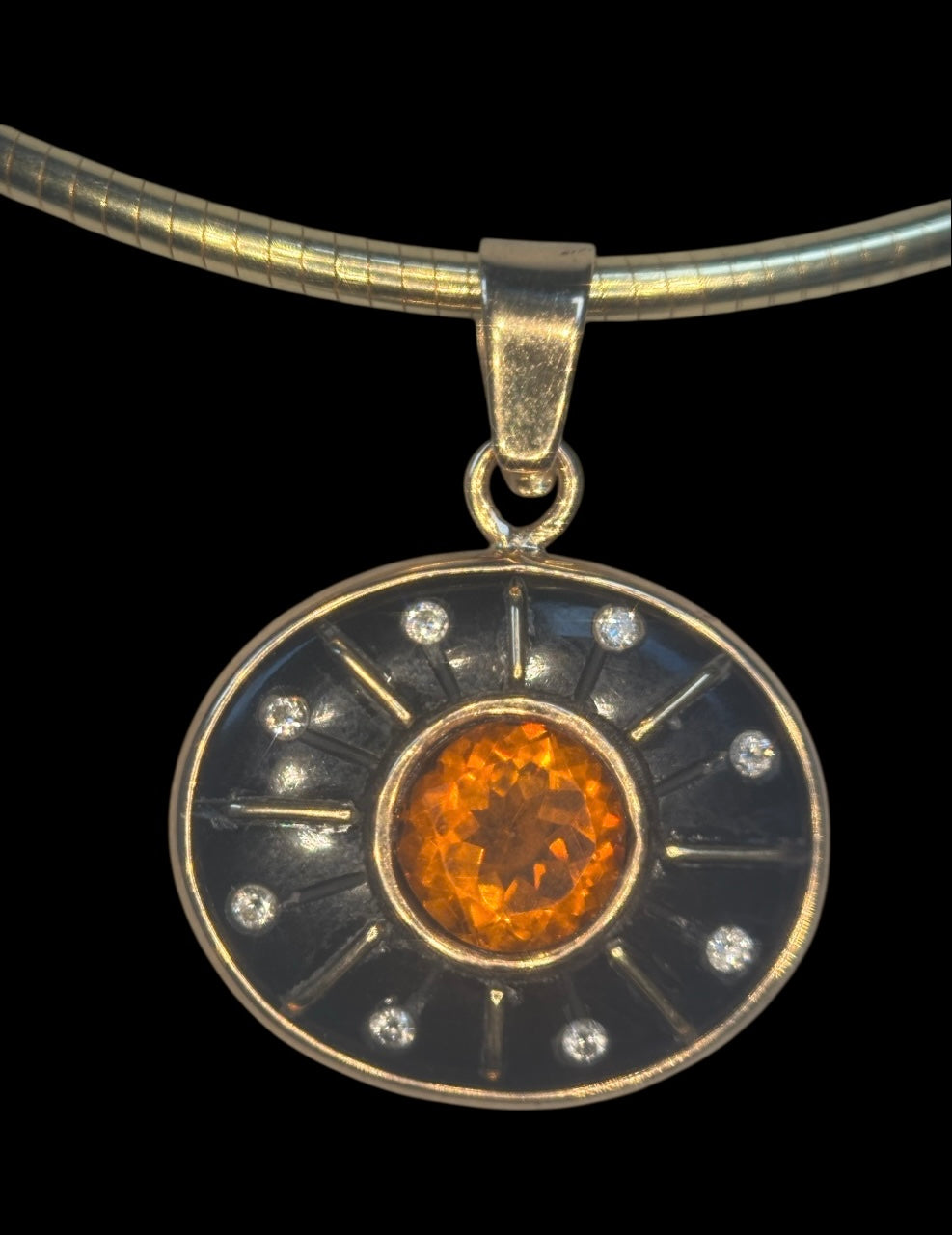 SOL Pendant, Black Onyx with Madeira Citrine and Diamonds