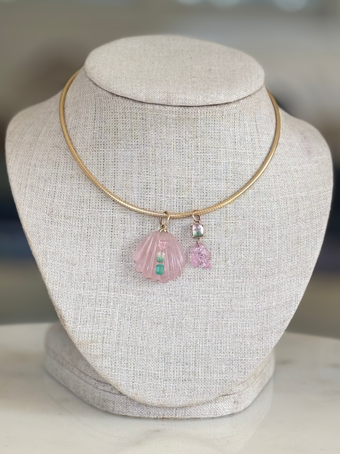 Pink Tourmaline Fish Pendant with Watermelon Tourmaline and 14k Gold