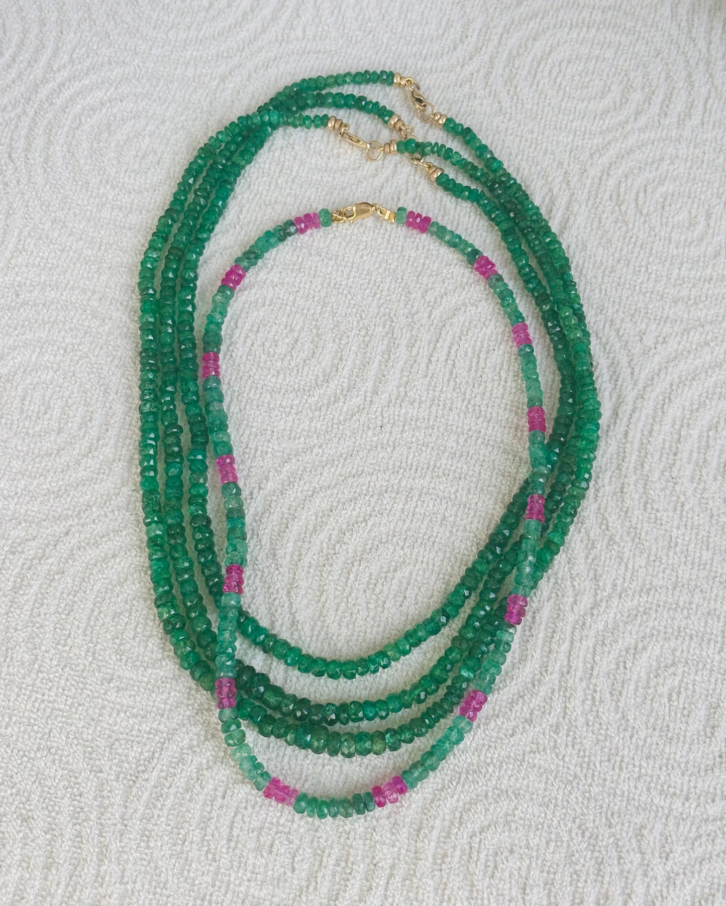 Emerald & Pink Sapphire Necklace