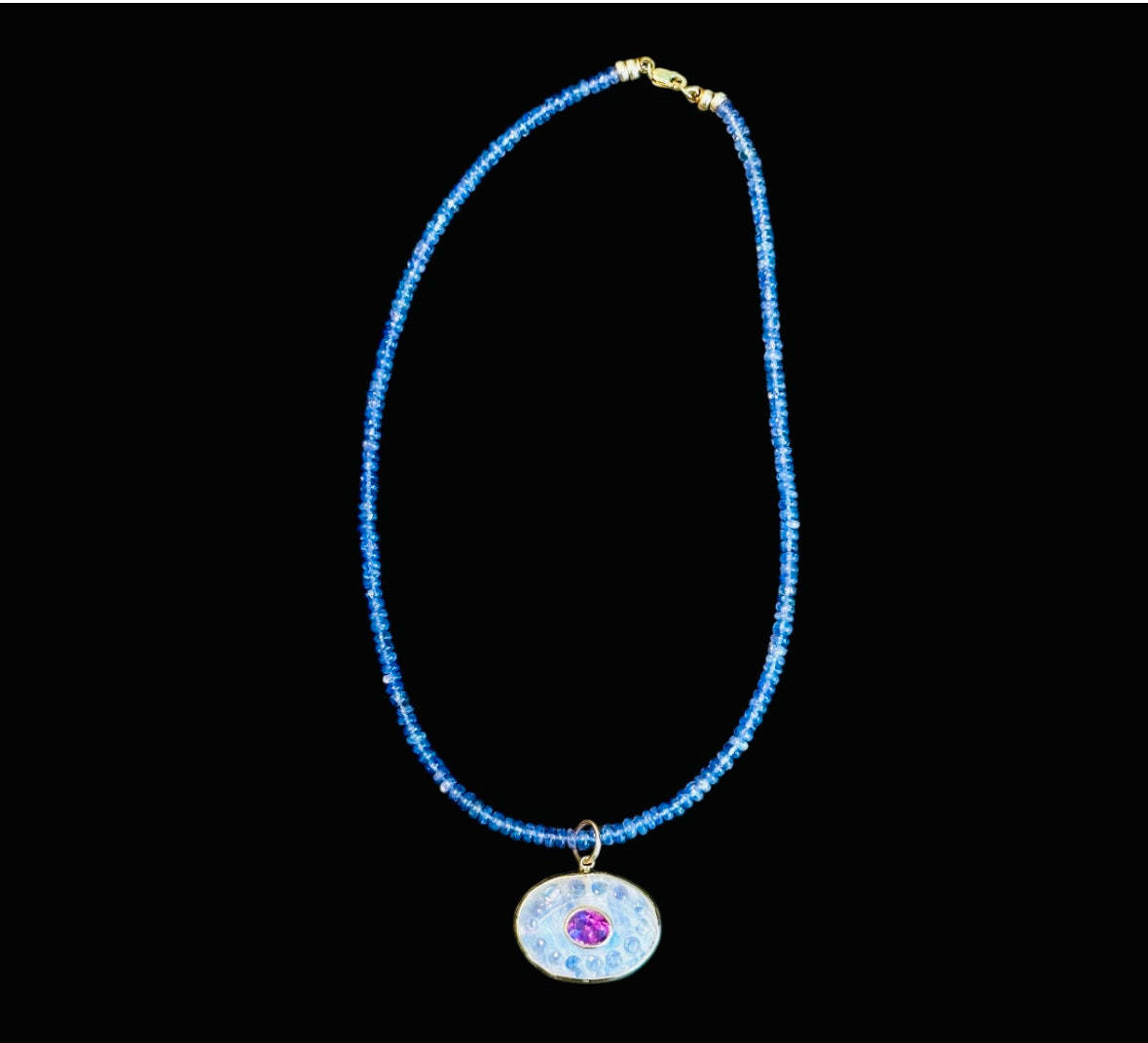 Evil Eye Necklace: Moonstone, Amethyst & Tanzanite
