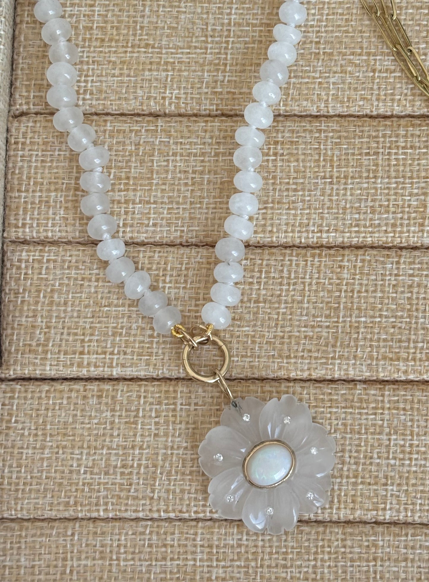 FLORA necklace // white jade, opal and diamonds