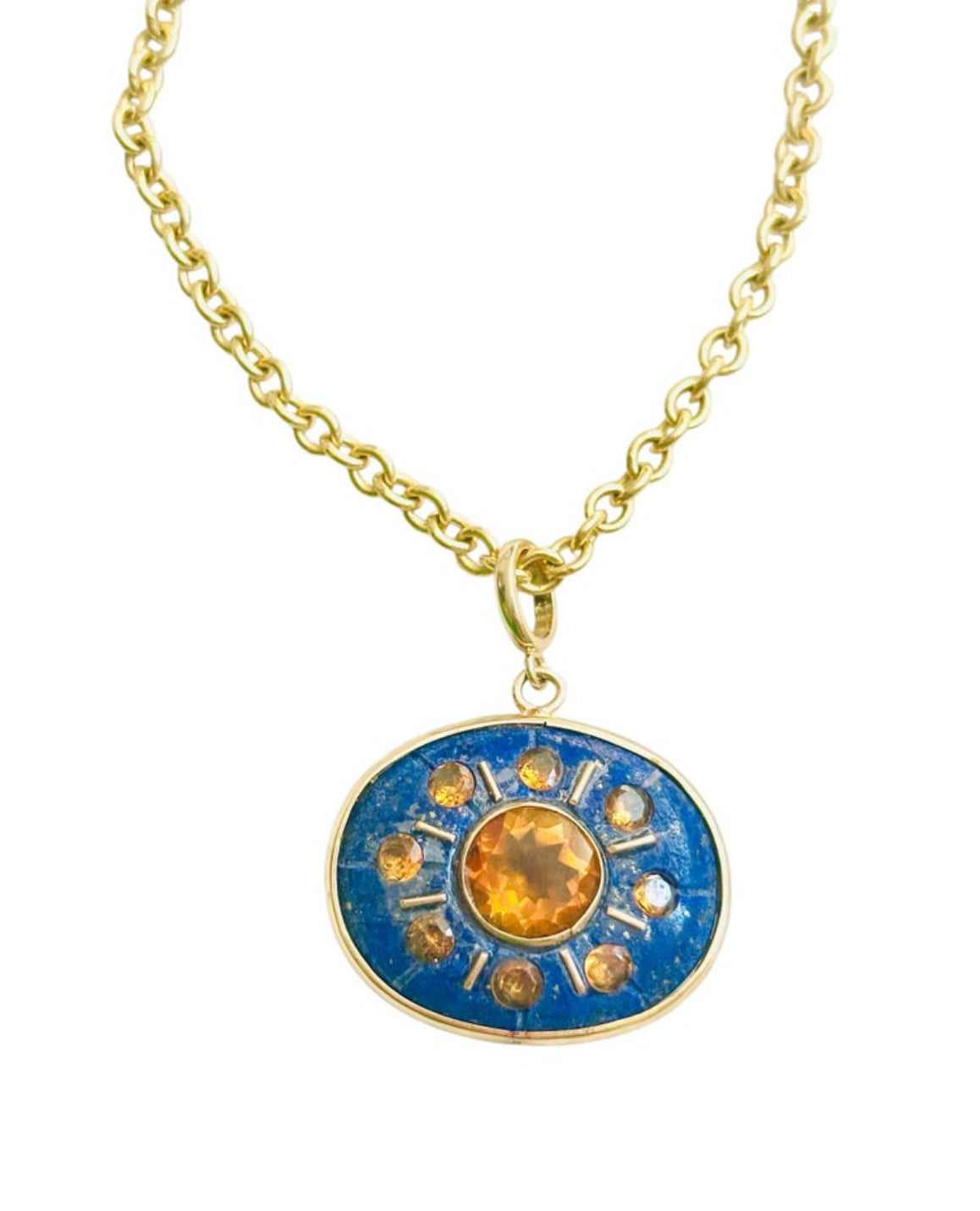 SOL Pendant, Lapis with Citrines