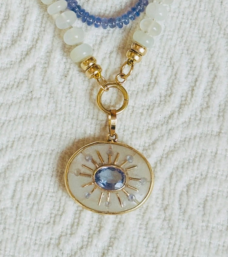 SOL Pendant, Moonstone with Tanzanites