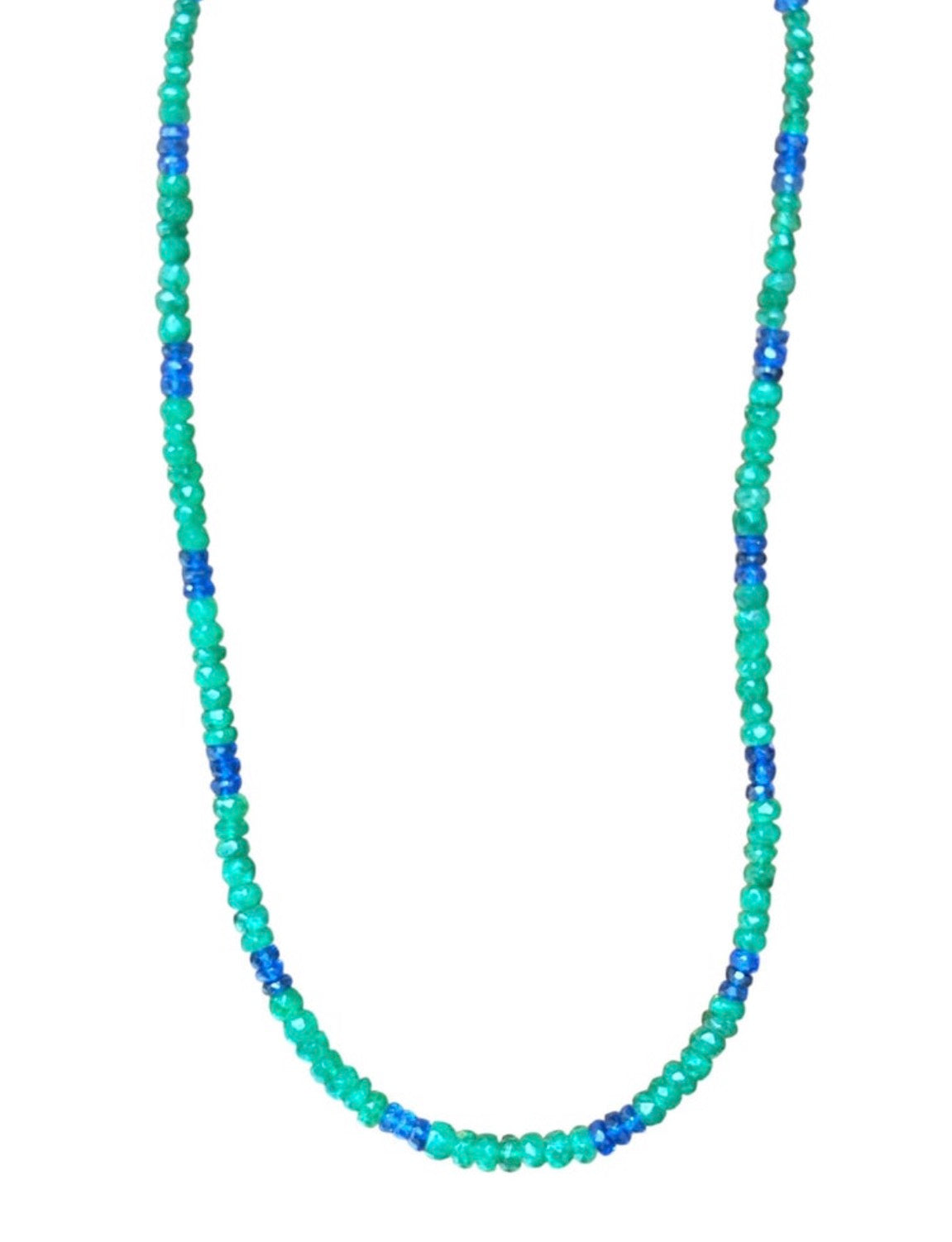 Emerald and Blue Sapphire Necklace, 16”