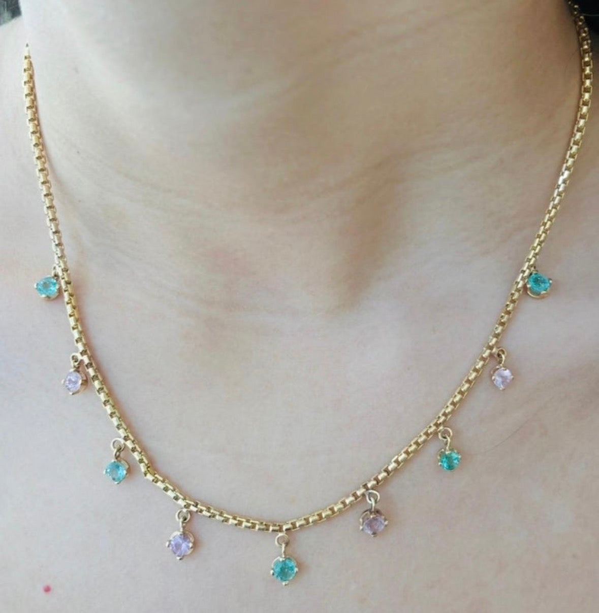 Emerald & Pink Spinel Fringe Necklace, 14k Gold