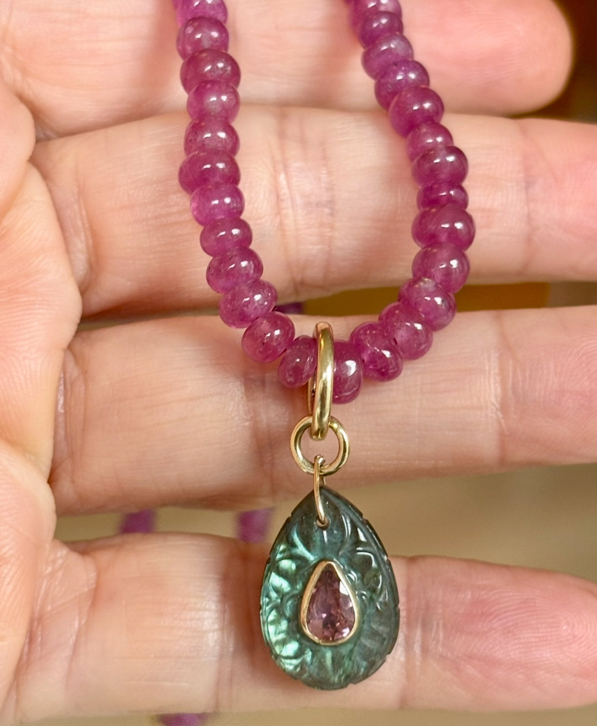 FLORA Petal Earrings: Labradorite, Pink Tourmaline & Diamonds