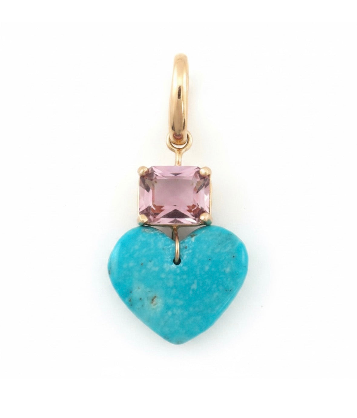 Turquoise Heart Pendant with Pink Tourmaline