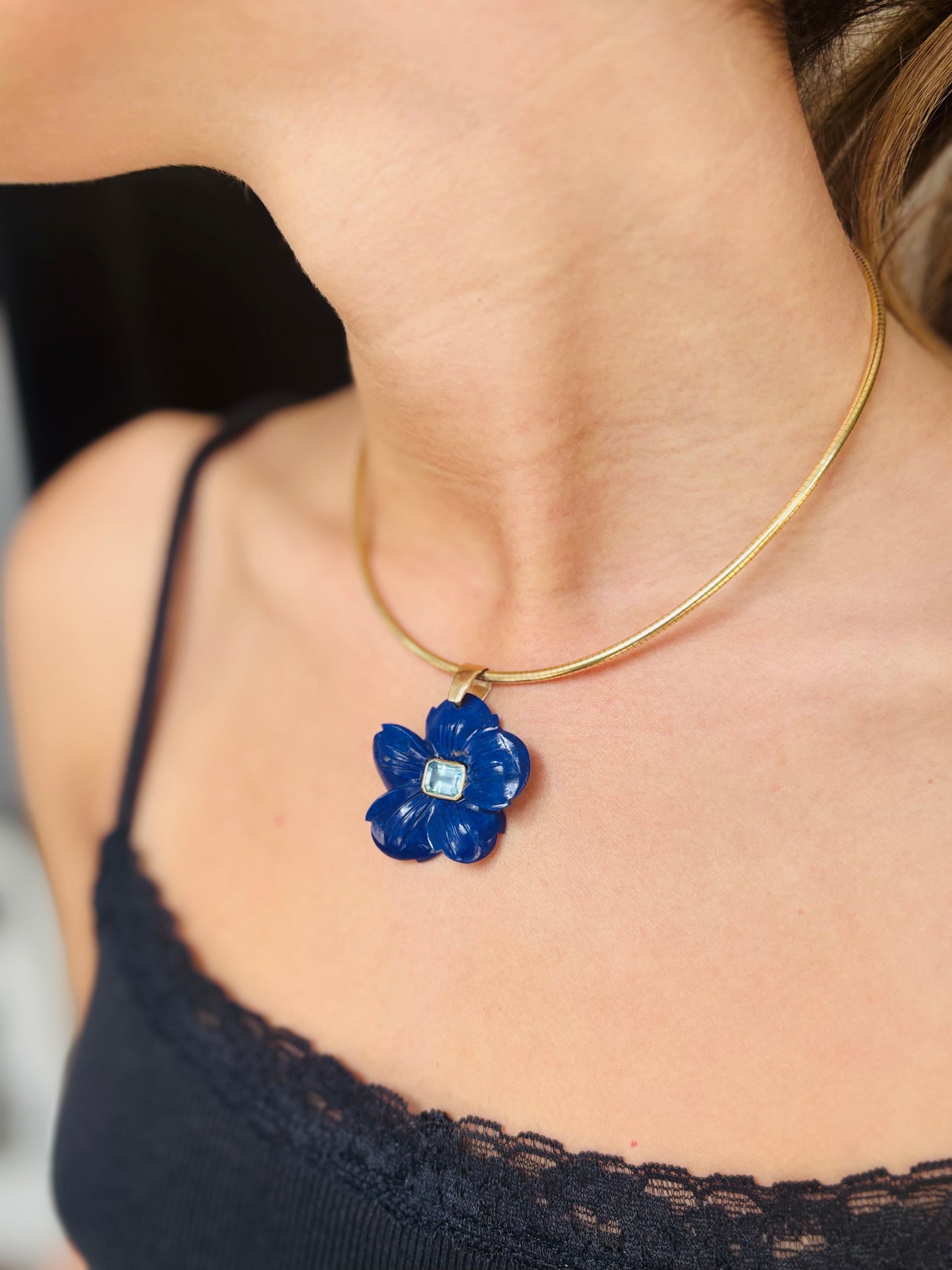 FLORA Pendant, Lapis with Sky Blue Topaz