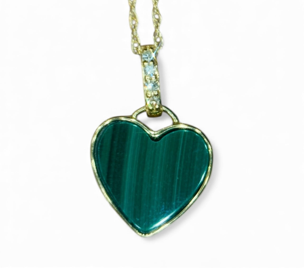 Malachite Heart & Gold Necklace