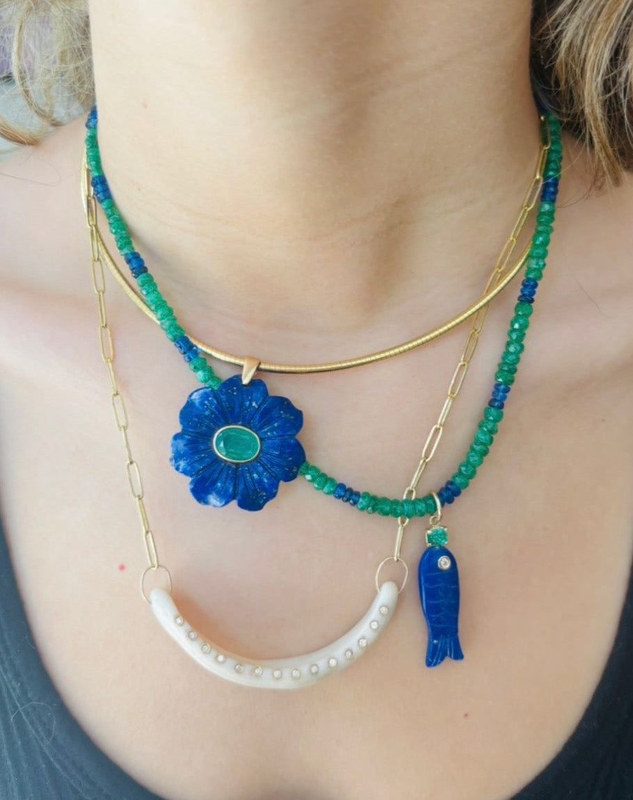 FLORA Pendant, Lapis with Emerald