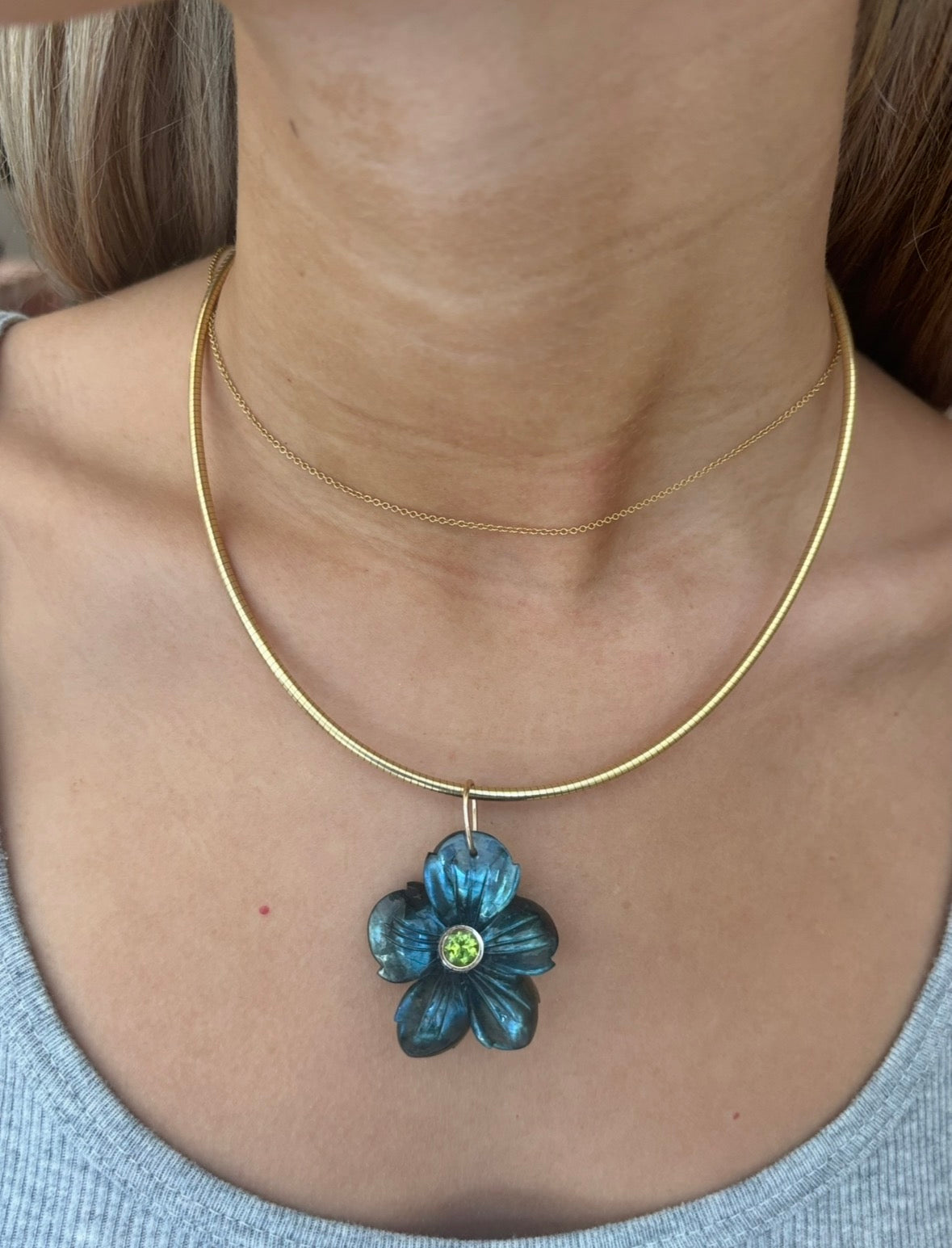 FLORA Pendant, Labradorite with Peridot