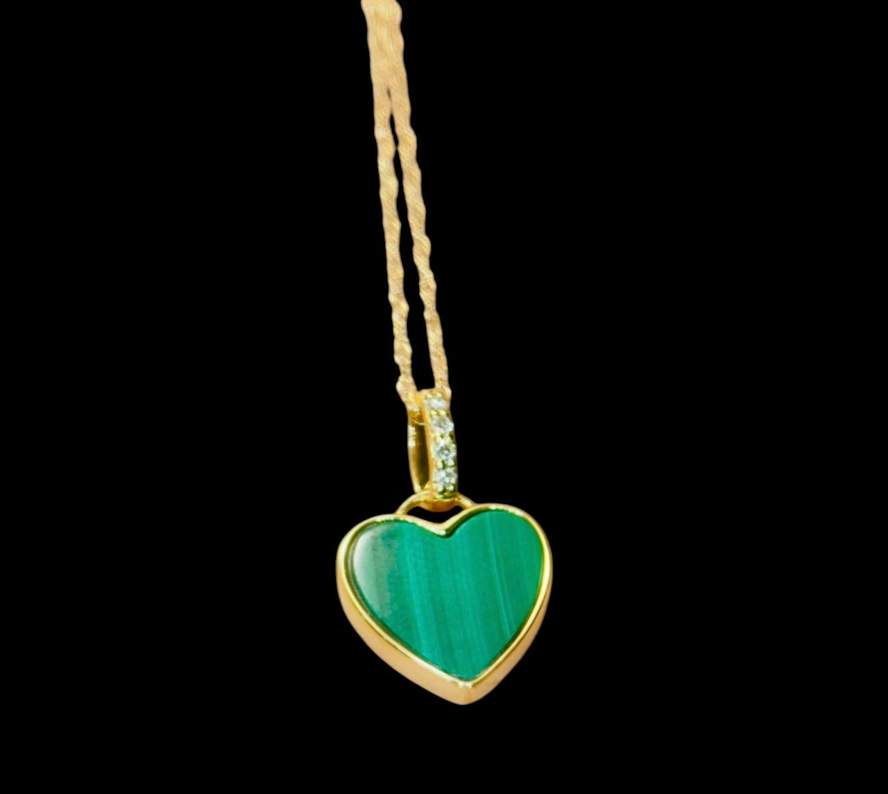 Malachite Heart & Gold Necklace