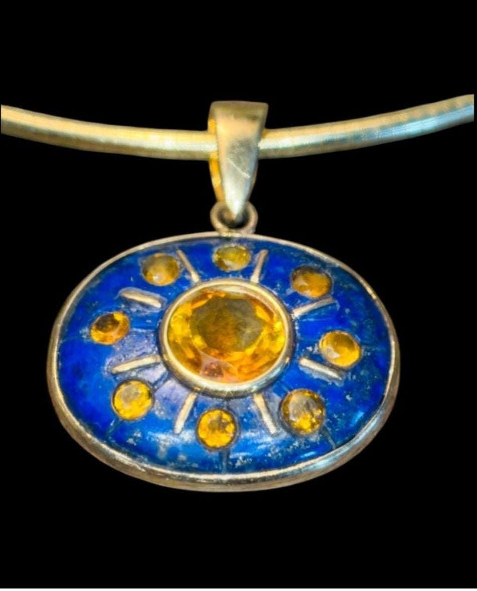 SOL Pendant, Lapis with Citrines