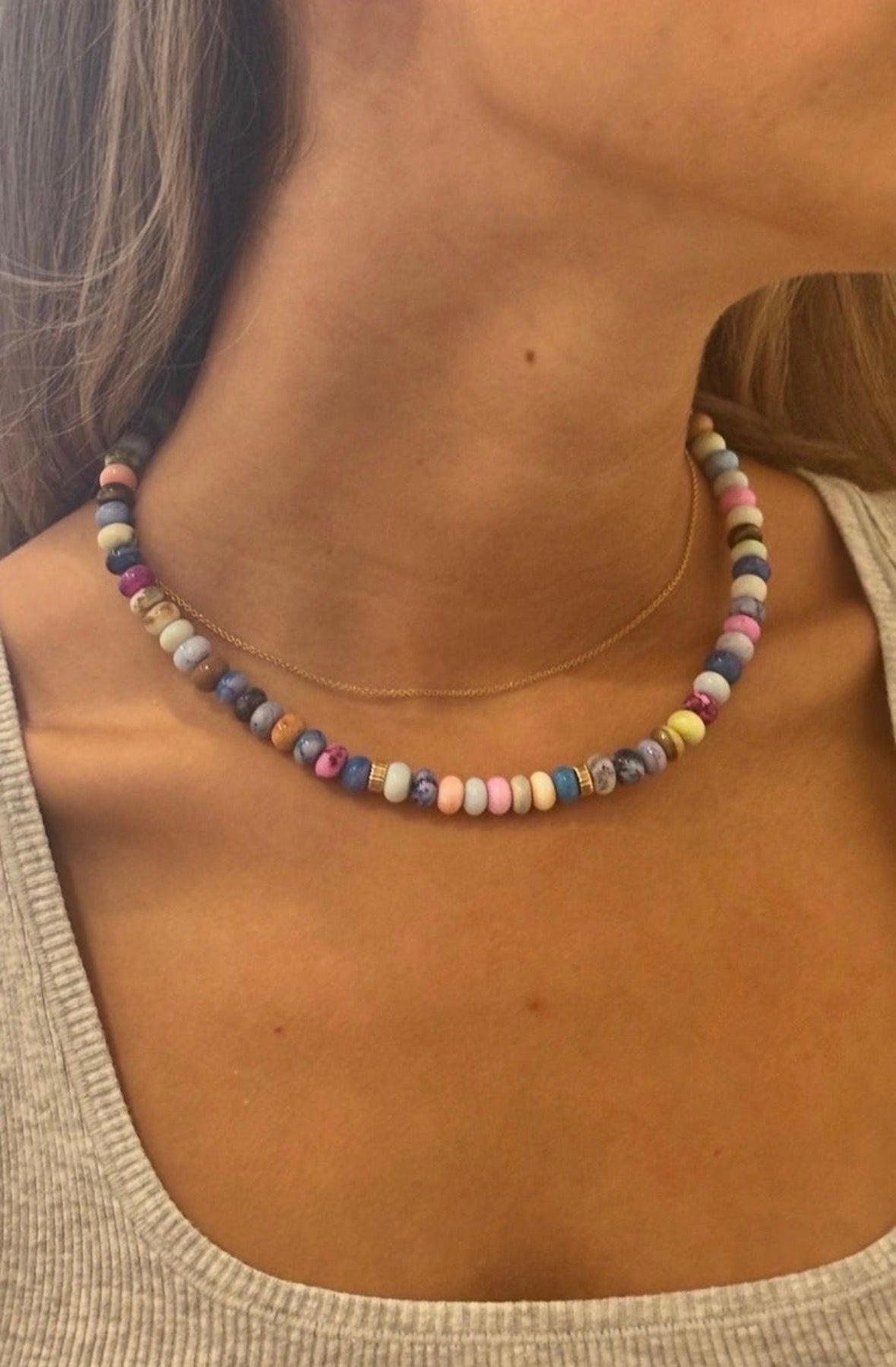 Candy Opal Necklace with 14k Gold