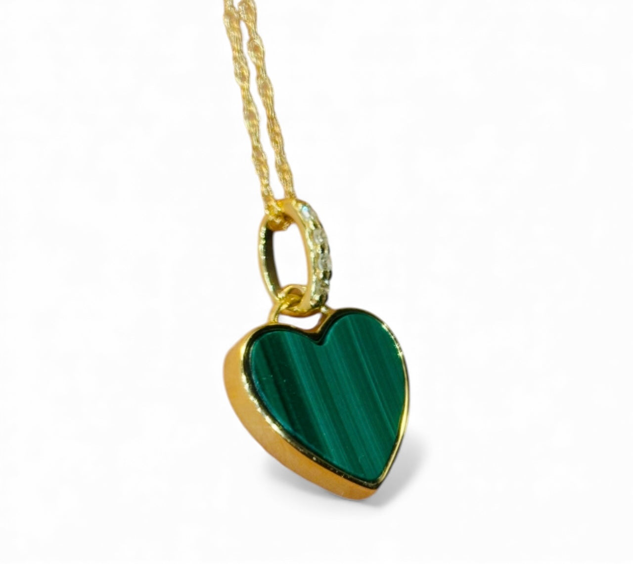Malachite Heart & Gold Necklace